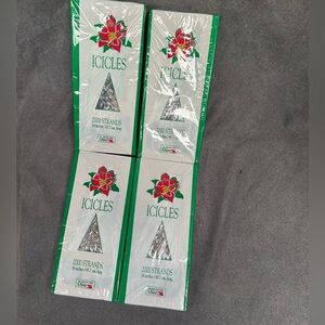 Vintage Christmas silver icicles tinsel 4 packs USA made